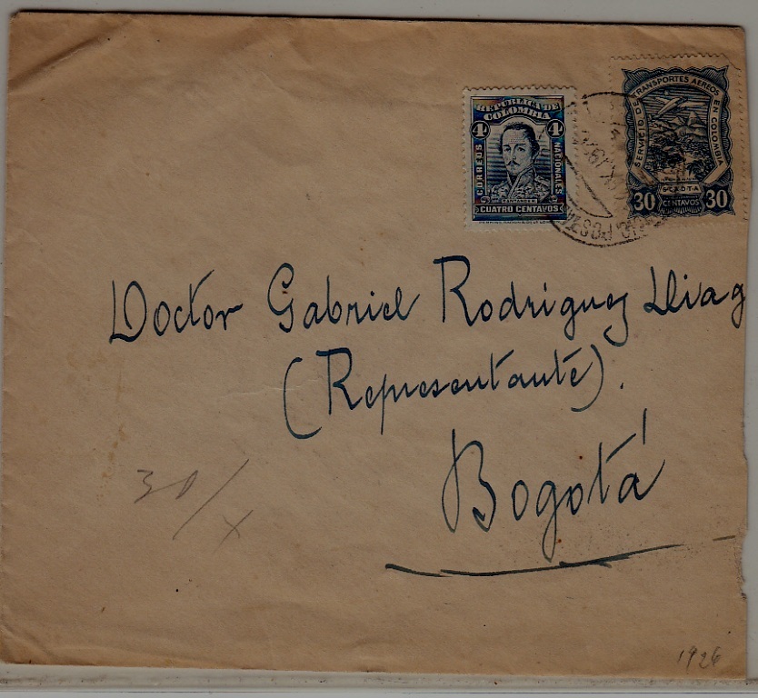 Colombia airmail cover Scadta 14.9.36 signed Spalink