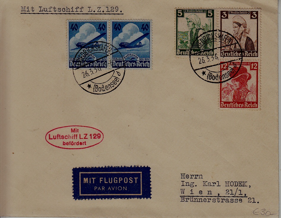Germany Zeppelin cover 26.3.36 Friedrichshafen