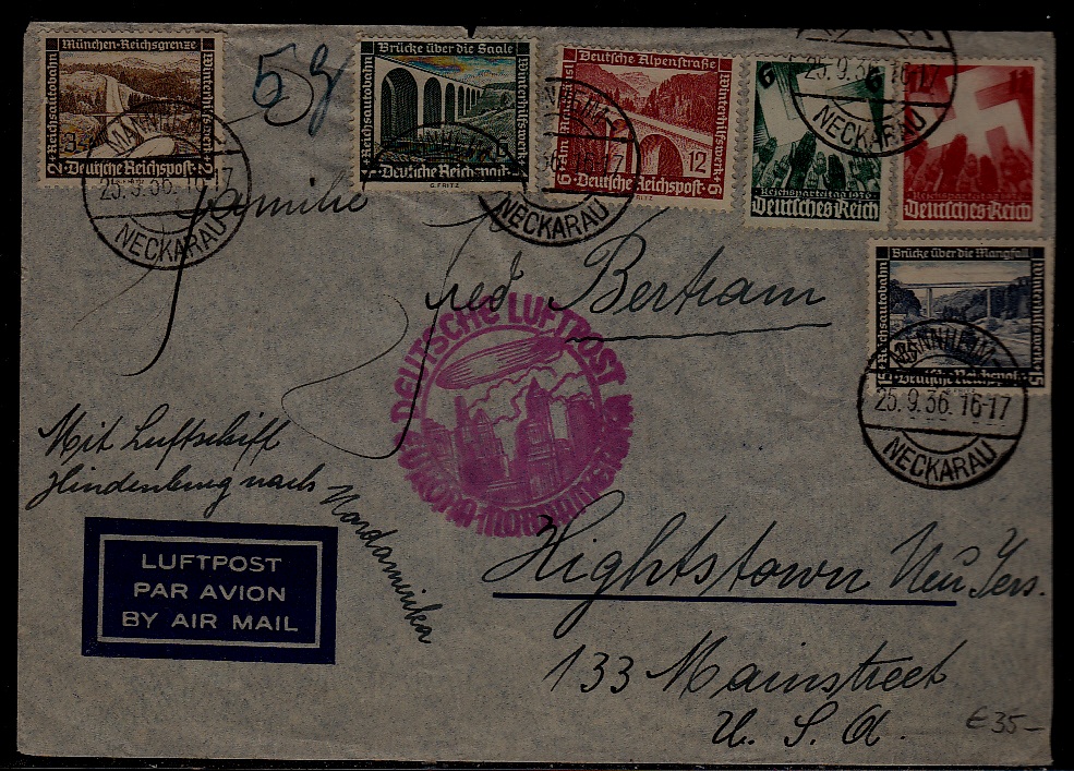Germany Zeppelin cover 25.9.36 Mannheim