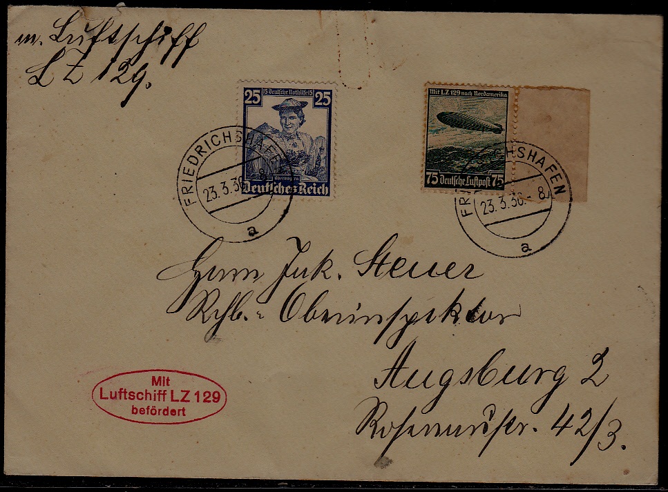 Germany Zeppelin cover LZ 129 23.3.36 Friedrichshafen