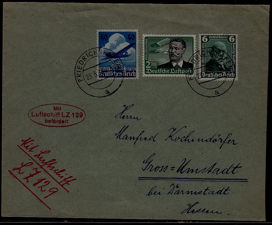 Germany Zeppelin cover LZ 129 23.3.36 Friedrichshafen