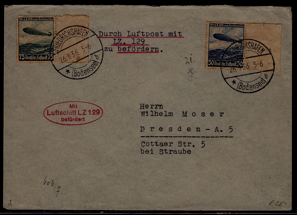 Germany Zeppelin cover LZ 129 26.3.36 Friedrichshafen