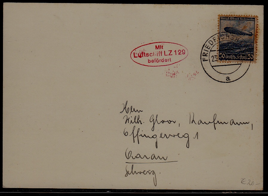 Germany Zeppelin card 23.3.36 Friedrichshafen