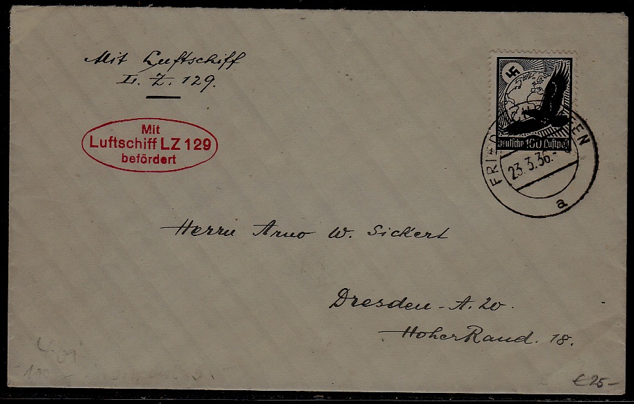 Germany Zeppelin cover LZ 129 23.3.36 Friedrichshafen