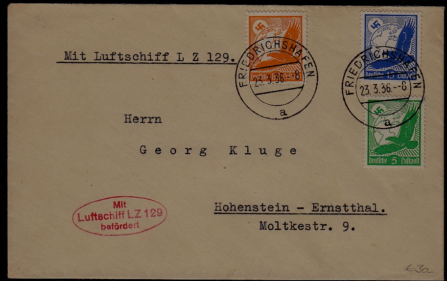 Germany Zeppelin cover LZ 129 23.3.36 Friedrichshafen