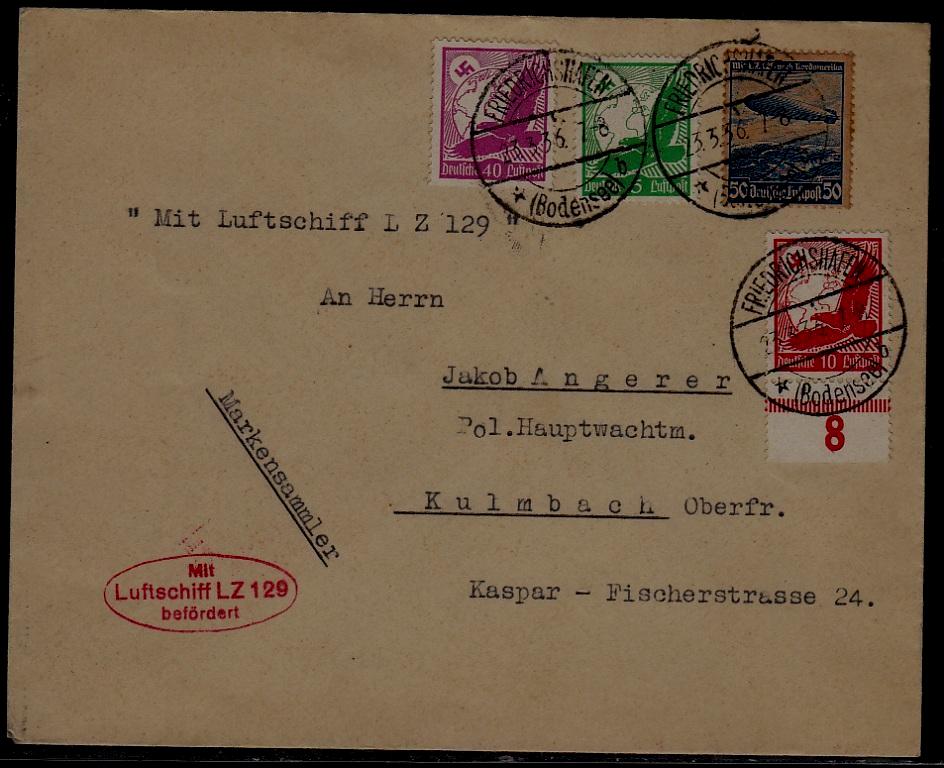 Germany Zeppelin cover LZ 129 23.3.36 Friedrichshafen