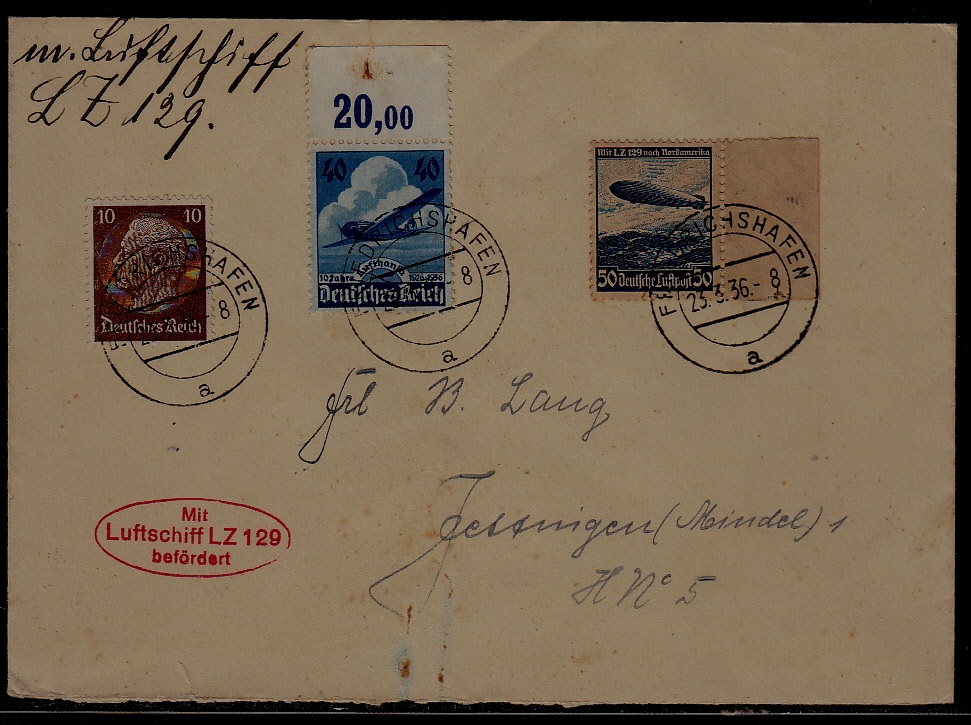 Germany Zeppelin cover LZ 129 23.3.36 Friedrichshafen