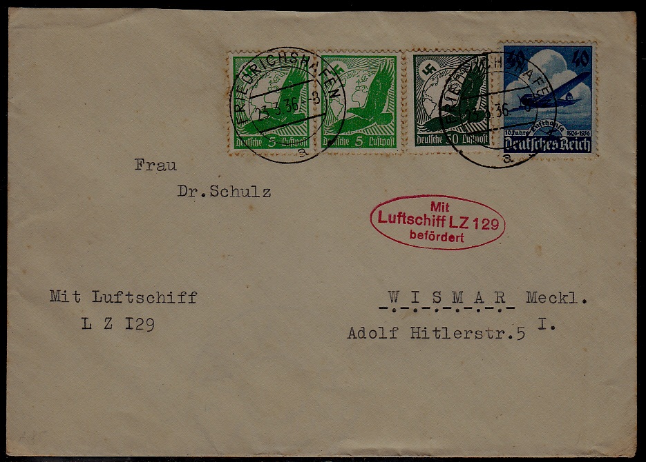 Germany Zeppelin cover LZ 129 23.3.36 Friedrichshafen