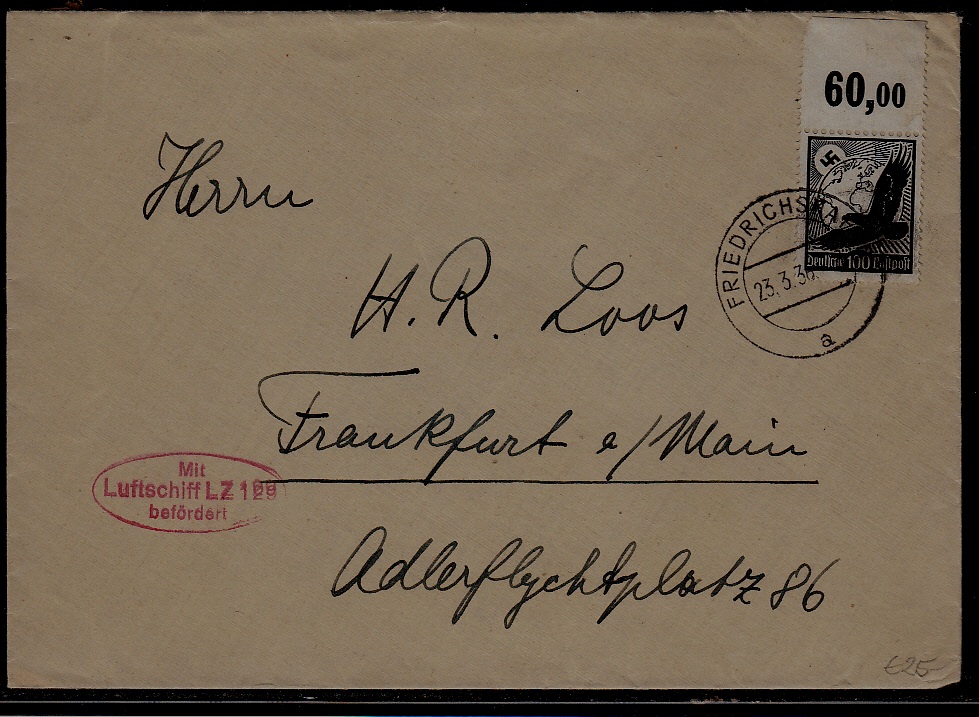 Germany Zeppelin cover LZ 129 23.3.36 Friedrichshafen