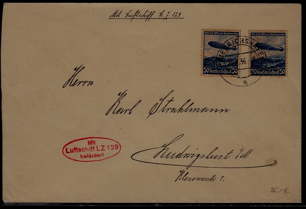 Germany Zeppelin cover LZ 129 23.3.36 Friedrichshafen