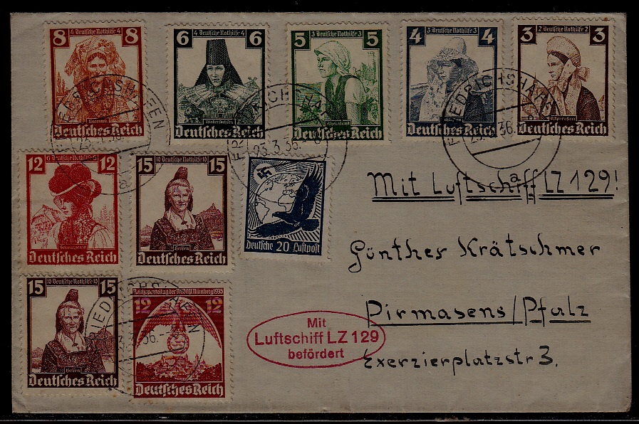 Germany Zeppelin cover LZ 129 23.3.36 Friedrichshafen