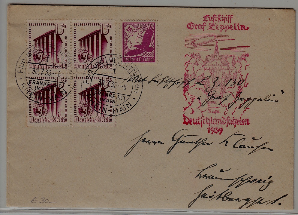 Germany Zeppelin cover Kassel flight 30.7.39