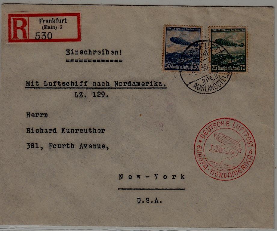Germany/USA Zeppelin cover 4.5.36 Frankfurt
