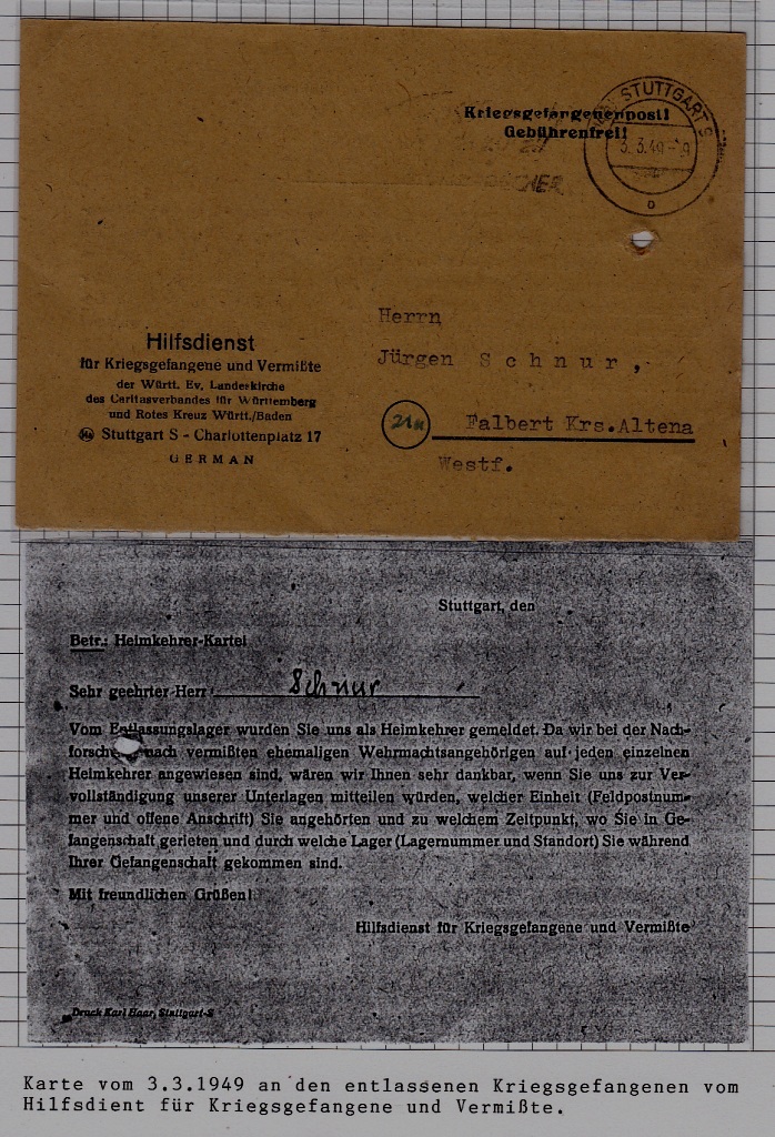 Germany POW mail card 3.3.49 Stuttgart