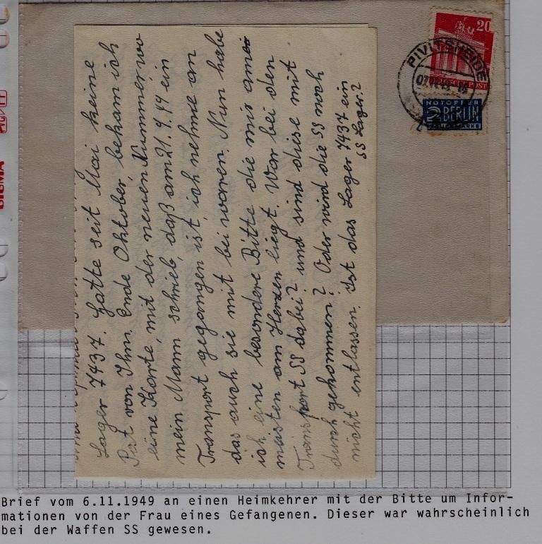 Germany/Russia POW letter+cover 6.11.49