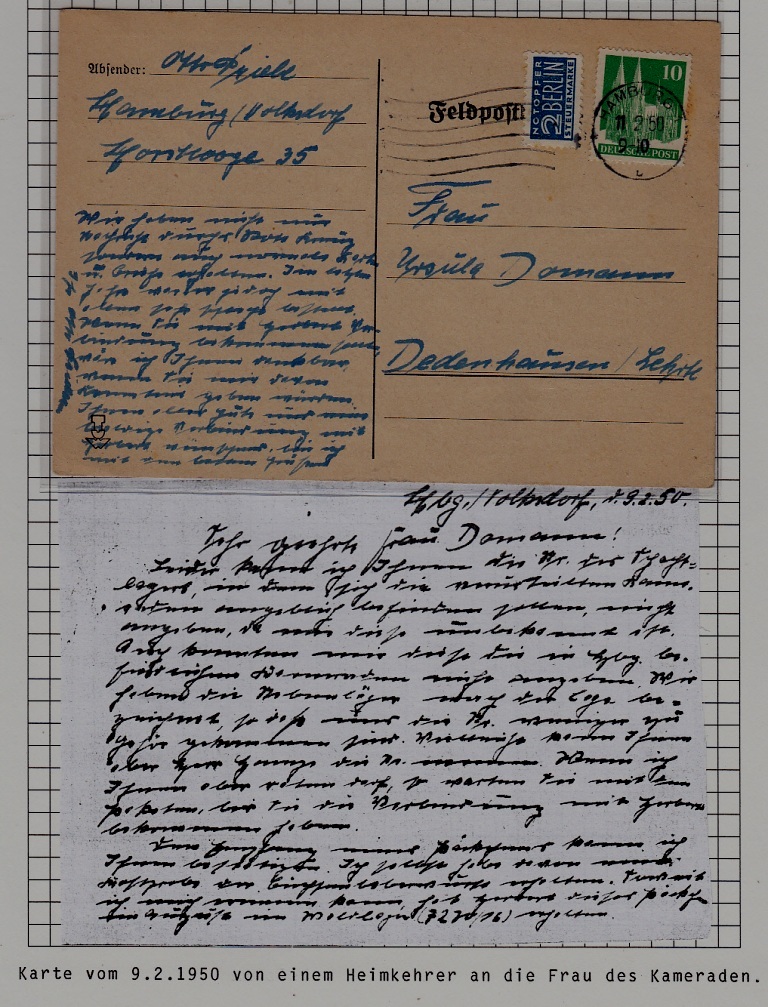 Germany/Russia POW card 9.2.50