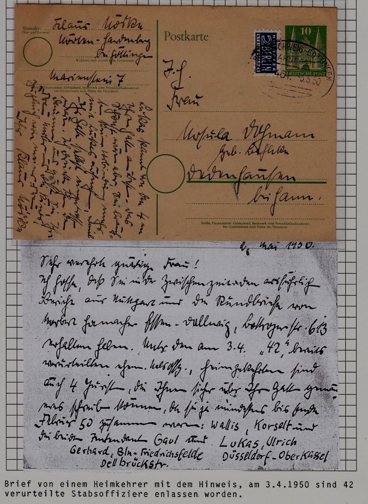 Germany/Russia POW card 3.4.50