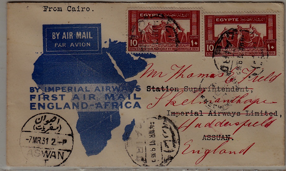 Egypt airmail cover 7.3.31