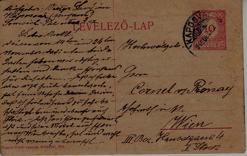Hungary used card 9.12.19 Kaposvar