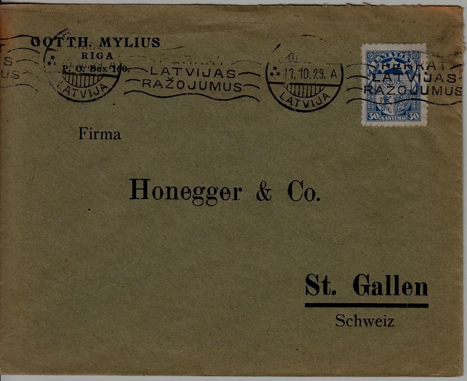 Latvia used cover 11.10.29 Perkat Latvijas