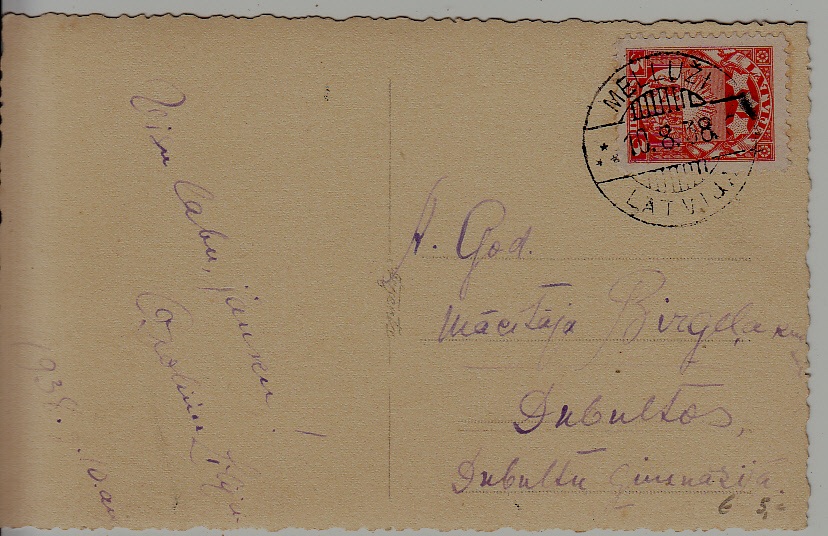 Latvia used card 10.8.38 Melluzi