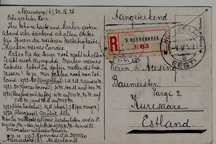 Estonia/Netherlands registered card 1.5.23 Kuresaar