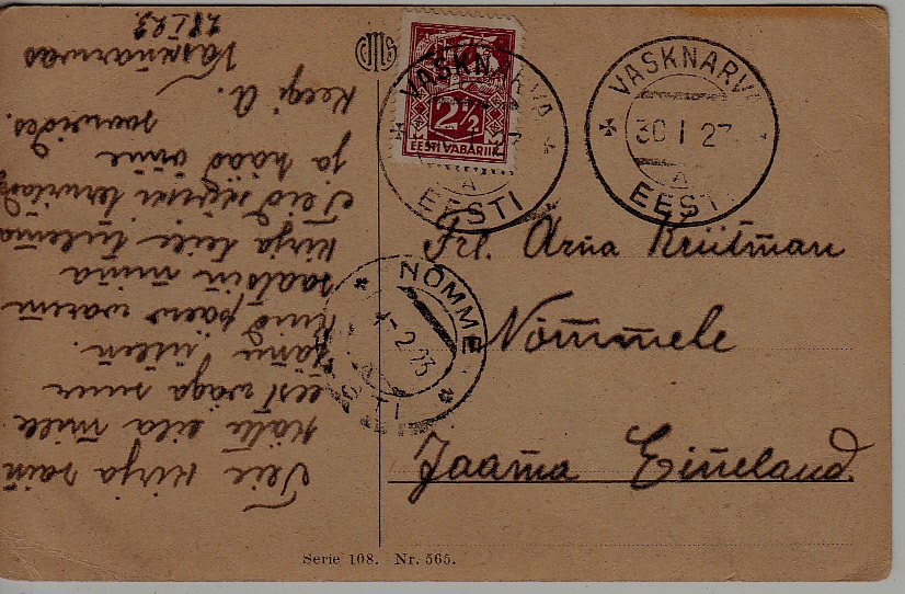 Estonia used card 30.1.23 Vasknarva,Nomme