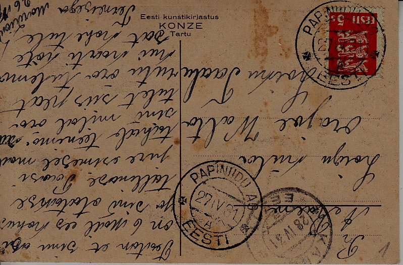 Estonia used card 27.4.31 Papiniidu