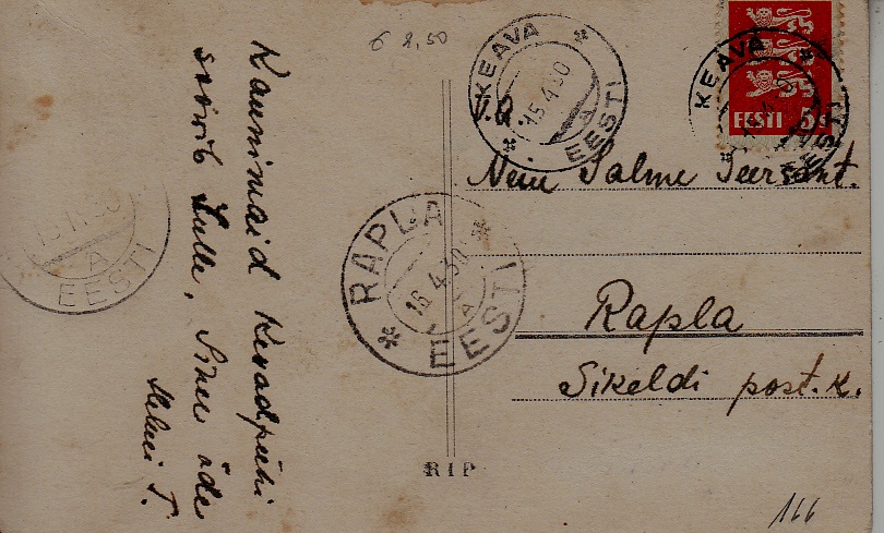 Estonia used card 15.4.30 Keava,Rapla