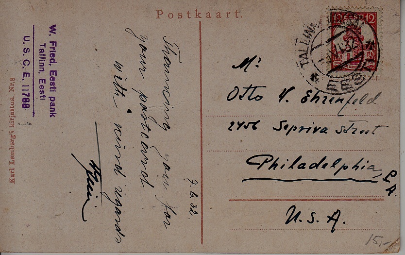 Estonia used card 9.6.32 Tallinn