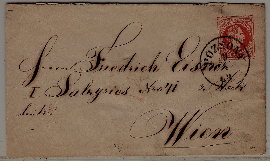 Czechoslovakia used cover 1868 Pozsony