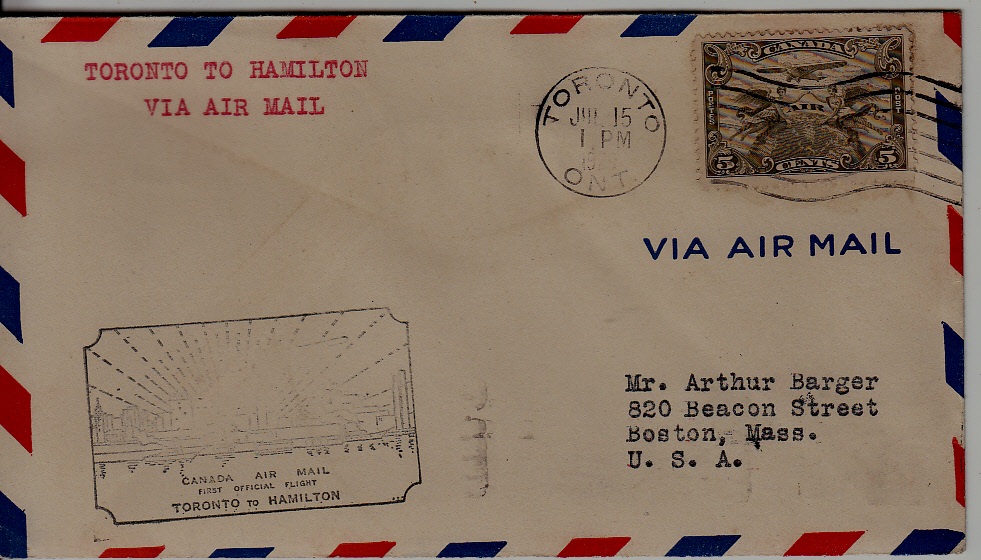Canada airmail cover 15.7.29 Toronto