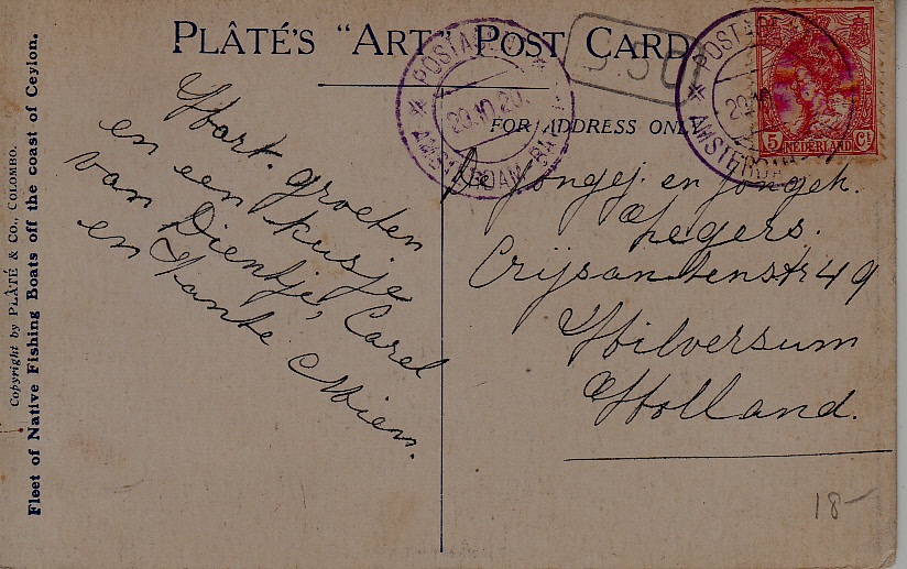 Netherlands used card Ship mail 29.10.20 Amsterdam