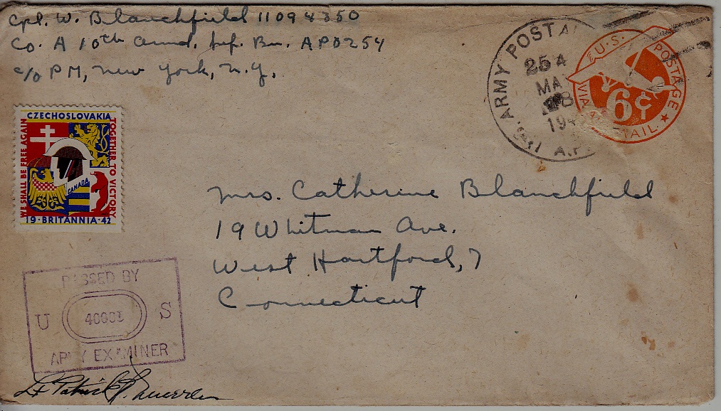 Czechoslovakia/USA Fieldpost cover 25.5.45
