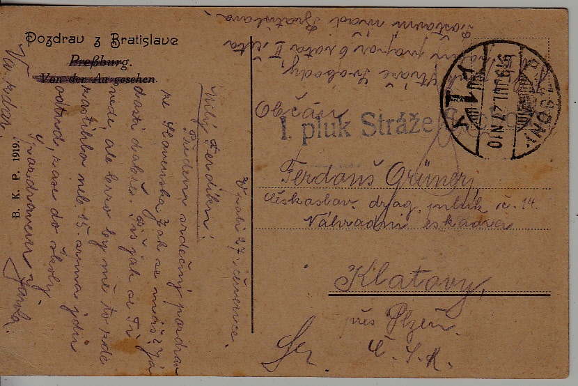 Czechoslovakia Fieldpost card 27.7.19