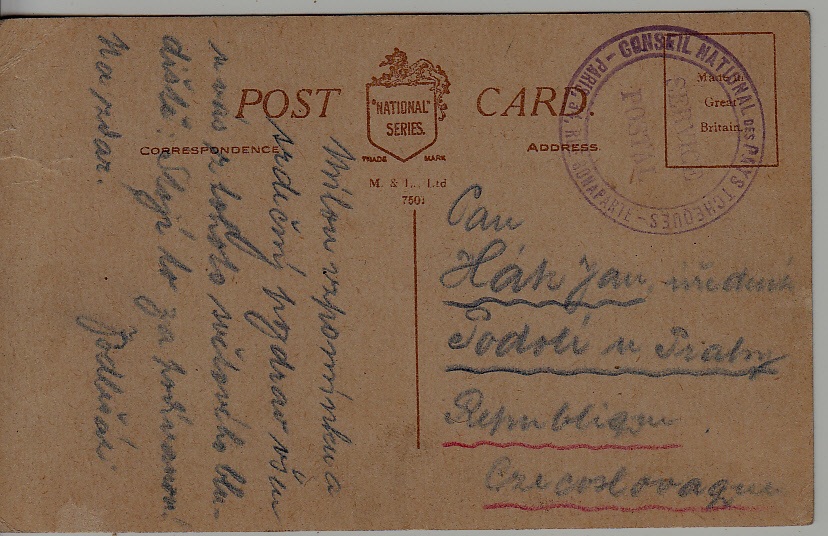 Czechoslovakia/France Fieldpost card Rue Bonaparte