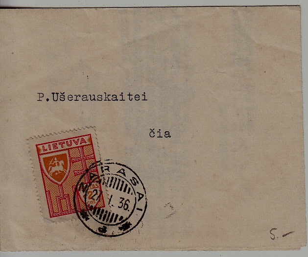 Lithuania used cover 27.1.36 Zarasai