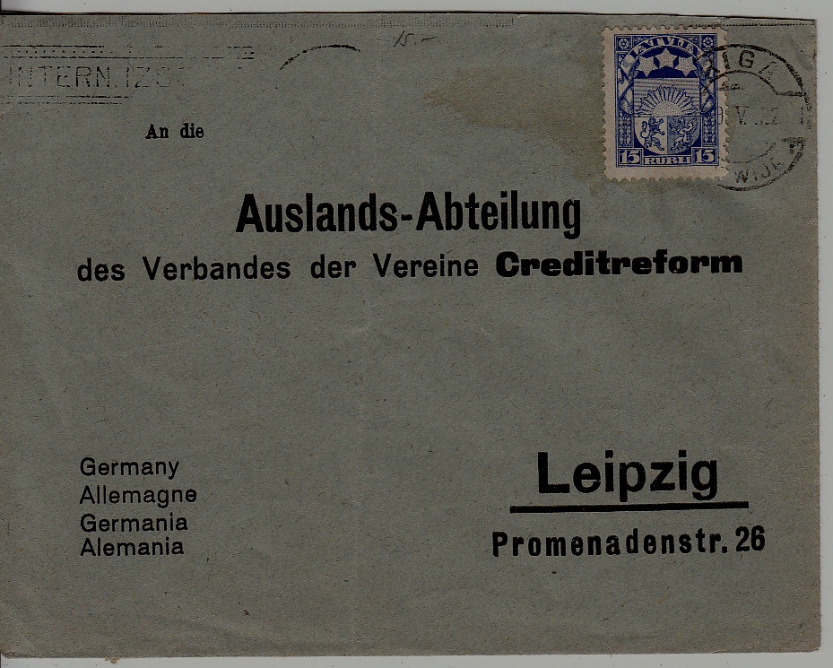 Latvia used cover folded 19.5.22 Riga