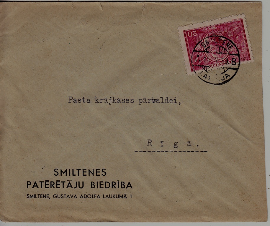 Latvia used cover 15.5.39 Smiltene