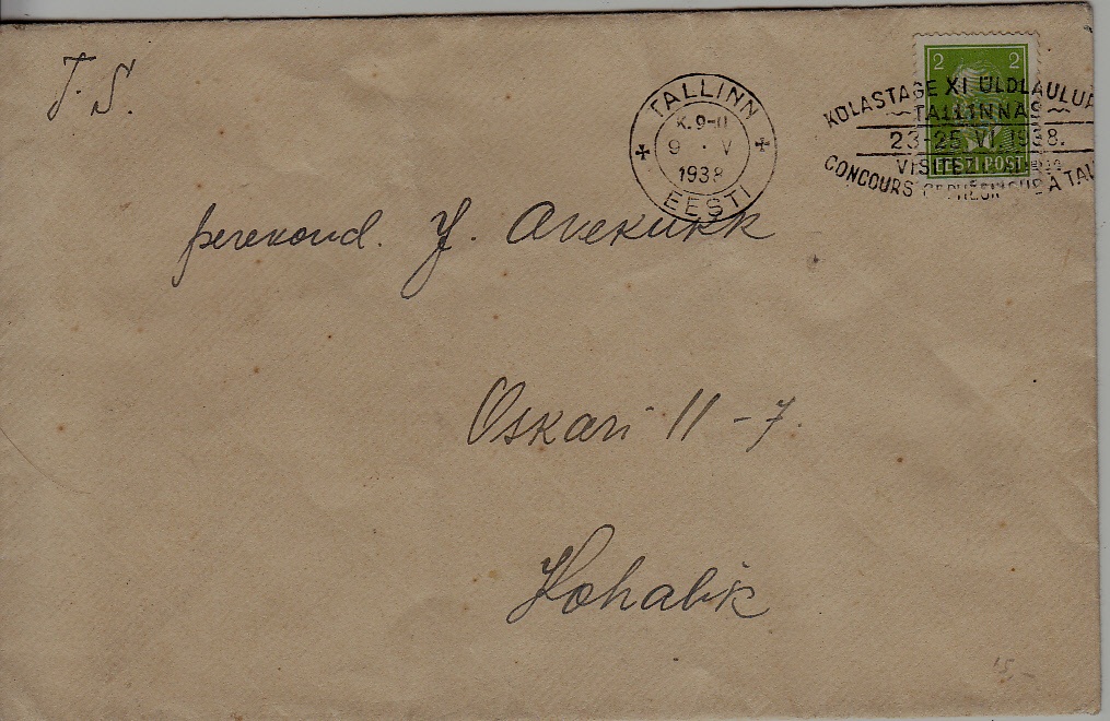 Estonia used cover 9.5.38 Tallinn