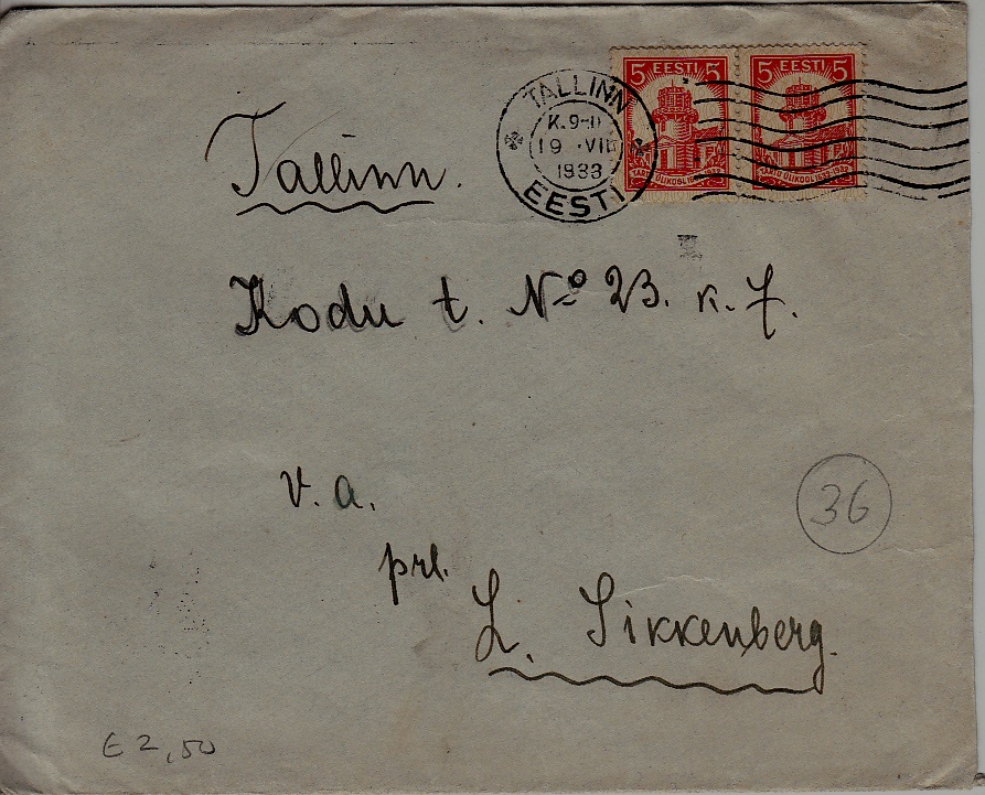 Estonia used cover 19.7.33 Tallinn