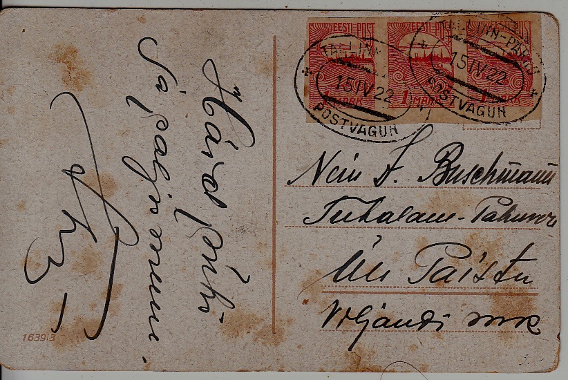 Estonia used card 15.4.22 Tallinn-Parnu faults