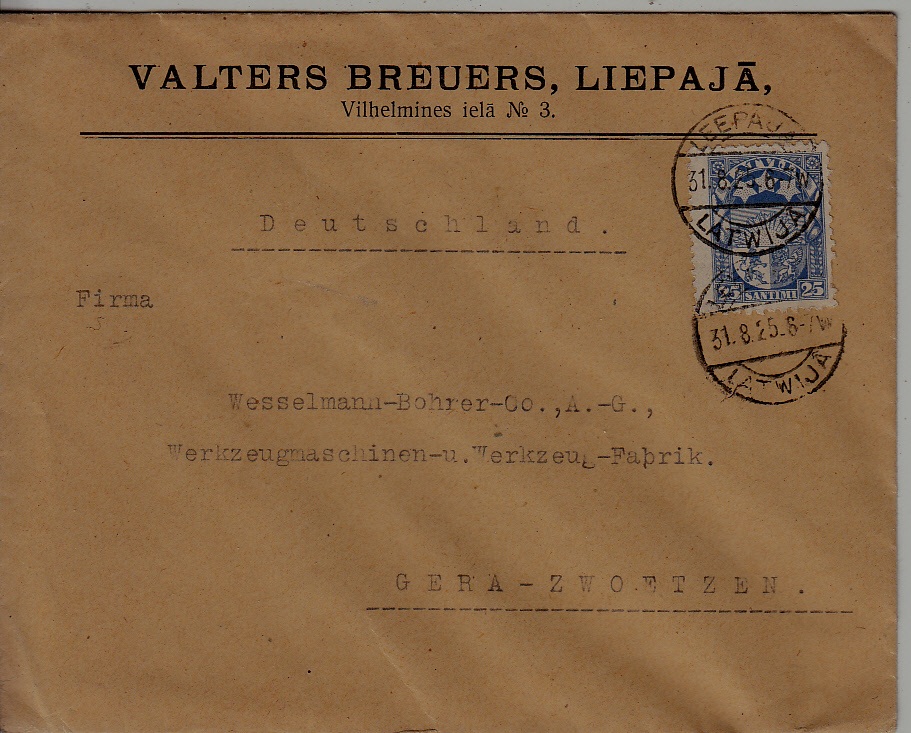 Latvia used cover 31.8.25 Liepaja