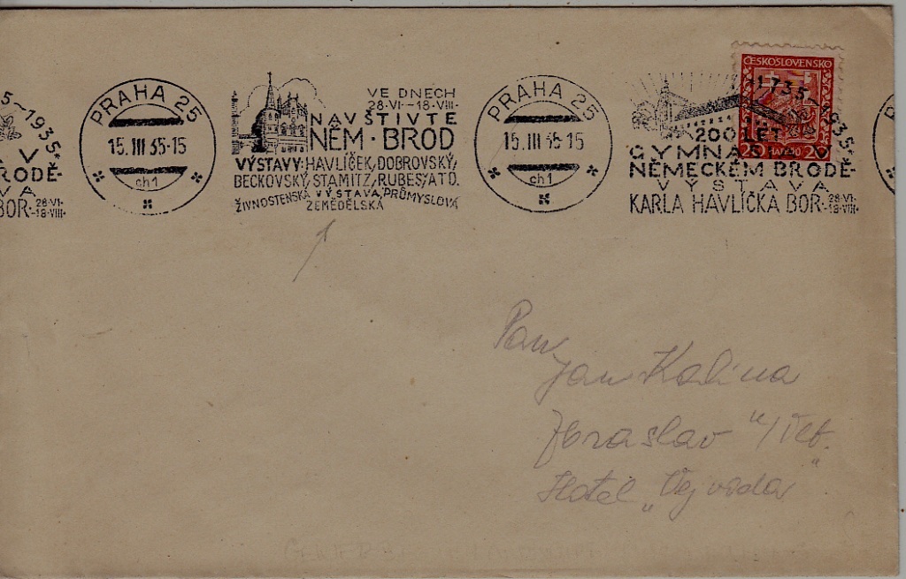 Czechoslovakia used cover 15.3.35
