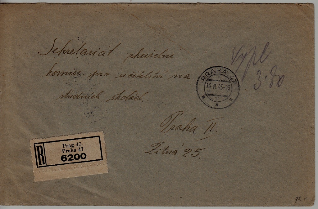 Czechoslovakia used cover 13.6.45 Praha