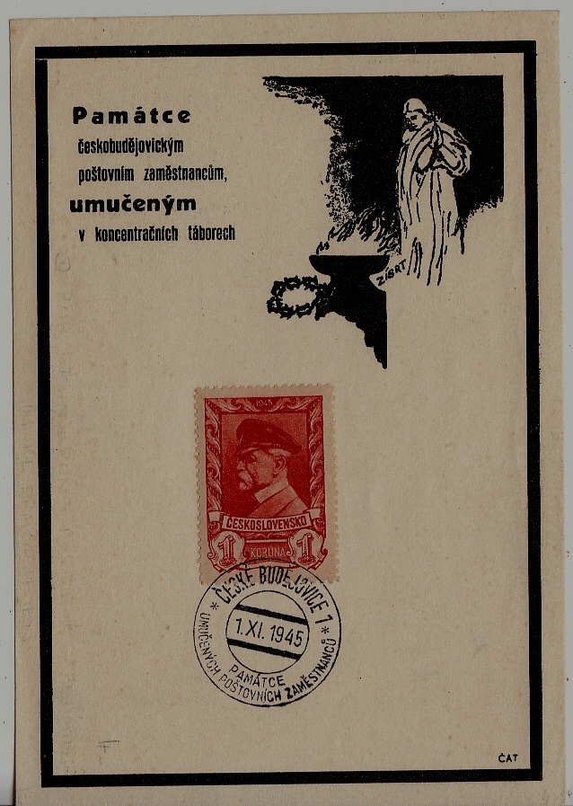 Czechoslovakia used card 1.11.45 Ceske Budejovice