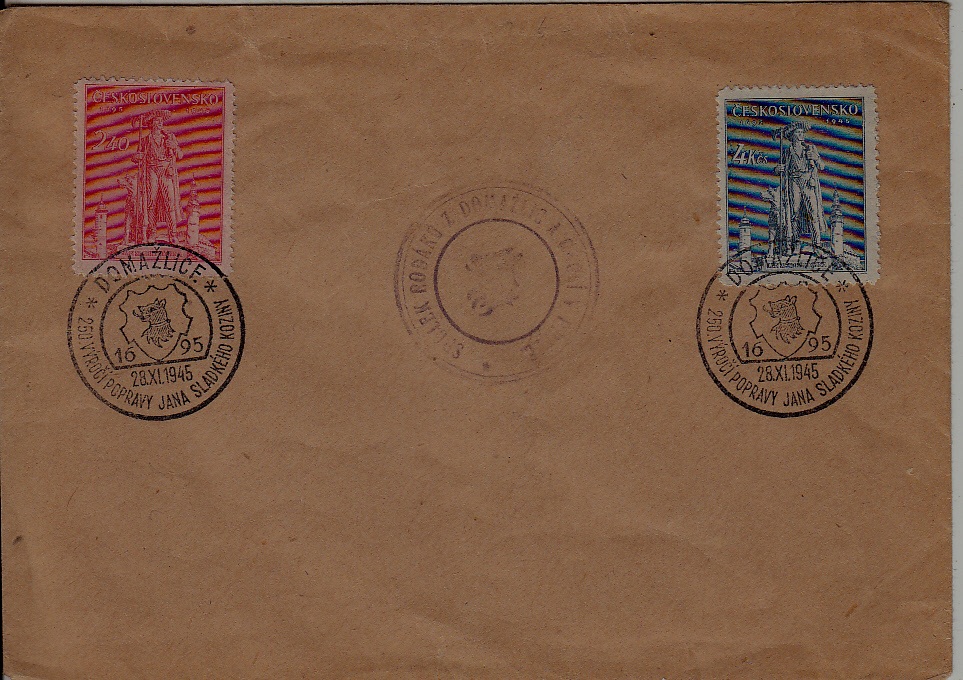 Czechoslovakia used cover 28.11.45 Domazlice