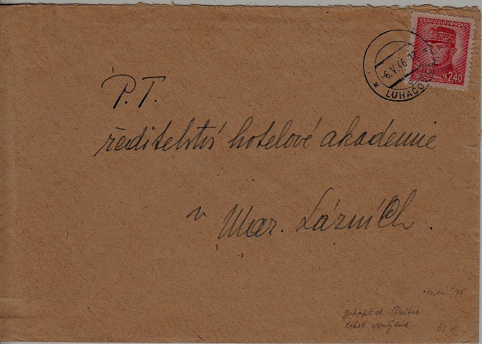 Czechoslovakia used cover 6.5.46 Luhacovice