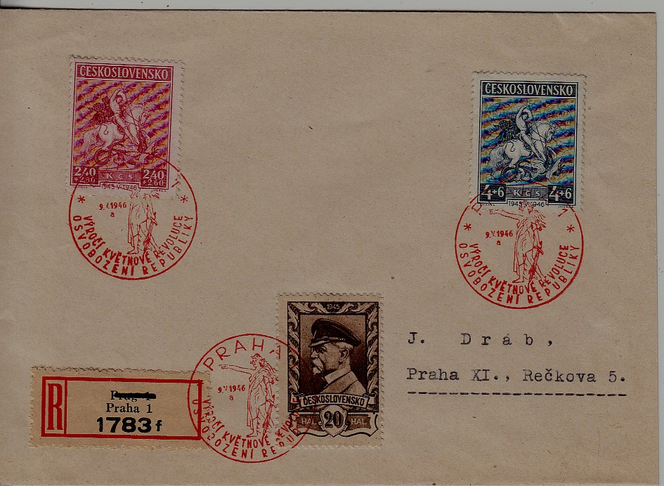 Czechoslovakia registered cover 9.5.46 Praha
