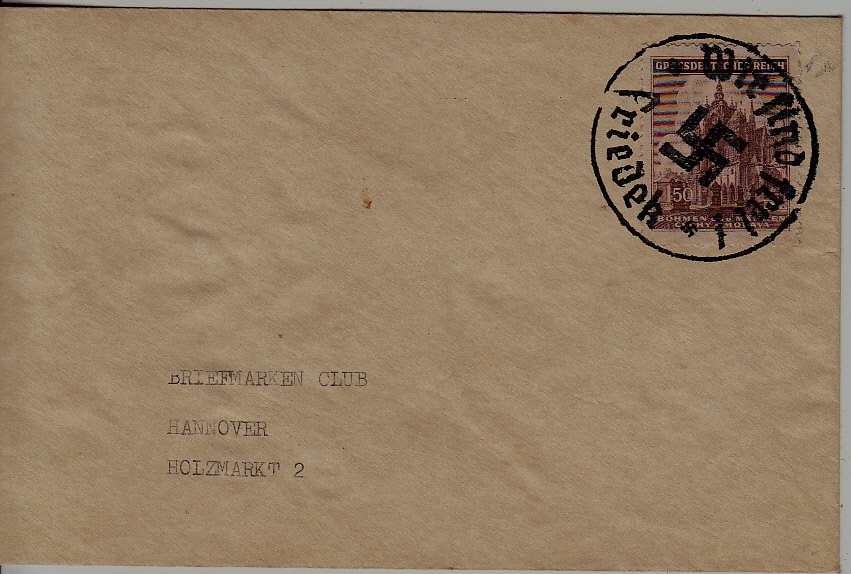 Bohemia used cover Priedek 1945